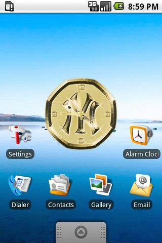 Yankees gold clock widget Android Personalization