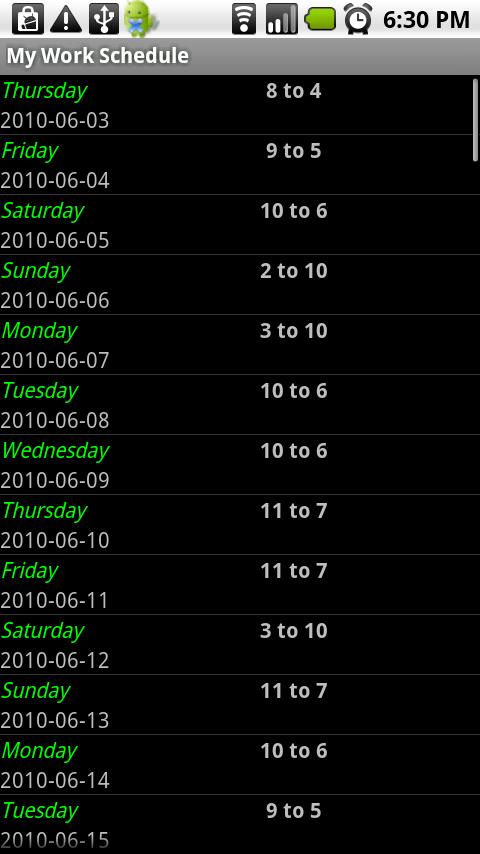 My Work Schedule Android Tools