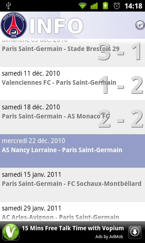 PSG Info Android Sports