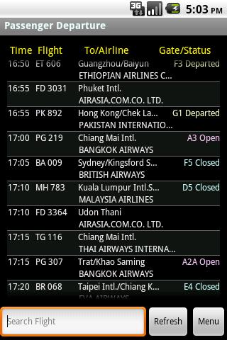 Suvarnabhumi Flight Info Android Travel