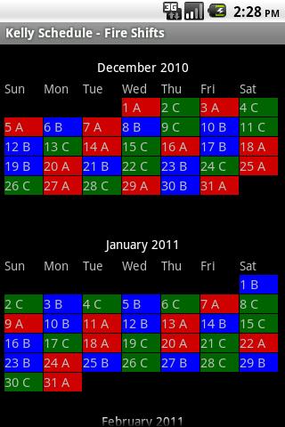 Kelly Schedule  Fire Shifts