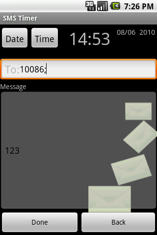 SMS Timer Android Communication
