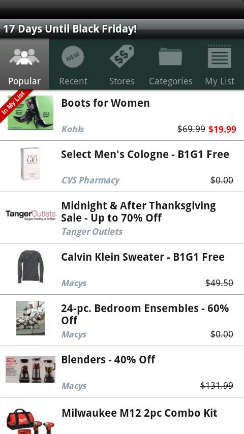 TGI Black Friday Android Shopping