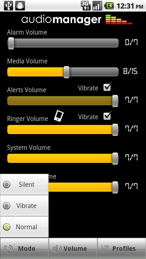 AudioManager Skin: Slidey Android Themes