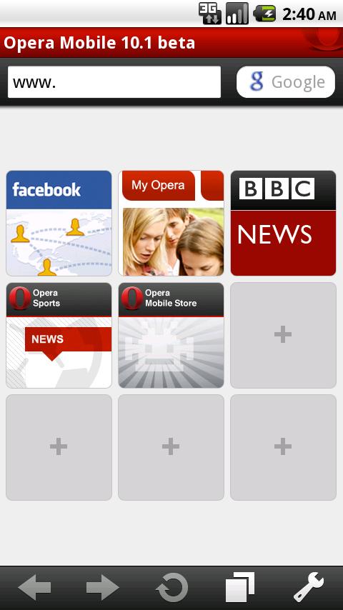 Opera Mobile web browser Android Communication
