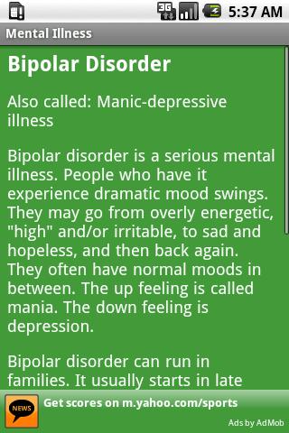 Mental Illness Android Reference