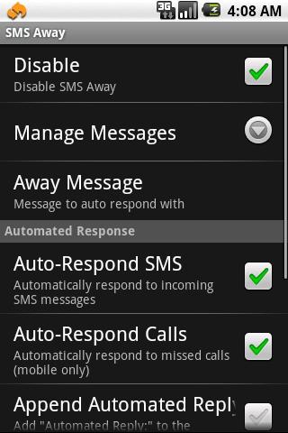 SMS Away Android Social