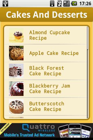 Recipes : Cakes and Desserts Android Lifestyle