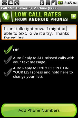 Call to SMS Answering Machine Android Communication