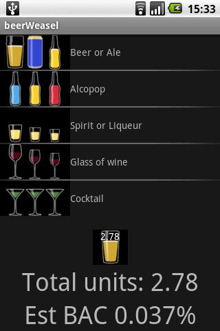 Alcohol unit calculator free Android Lifestyle