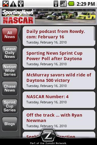 Sporting News NASCAR Android News & Weather