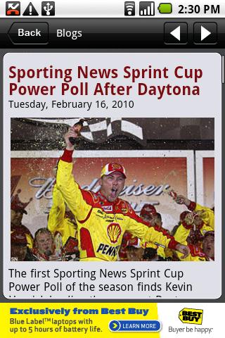 Sporting News NASCAR Android News & Weather