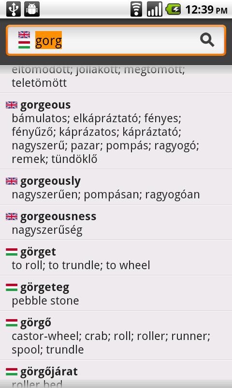 English−Hungarian Dictionary Android Reference