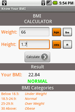 Know Your BMI Android Health