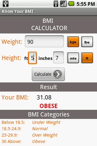 Know Your BMI Android Health