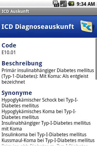 ICD-10 Diagnoseauskunft Android Health