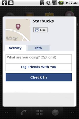 Facebook Places Checkin WIDGET Android Social