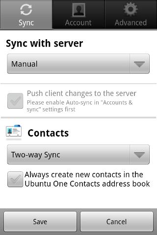 Ubuntu One Contacts (beta) Android Social