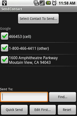Send Contact Android Tools