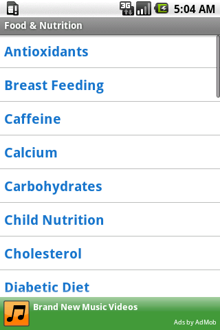 Food & Nutrition Android Reference
