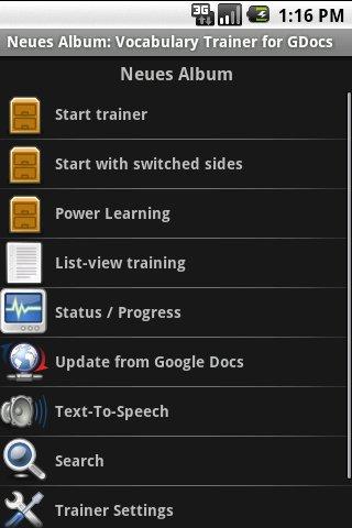 Vocabulary Trainer for GDocs Android Productivity