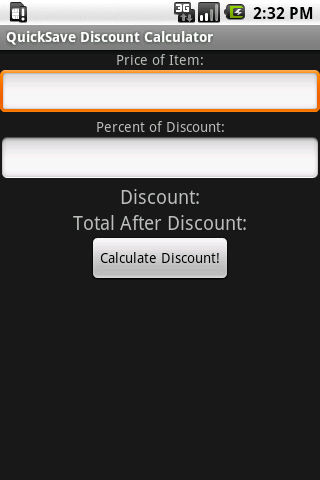 QuickSave Discount Calculator Android Shopping