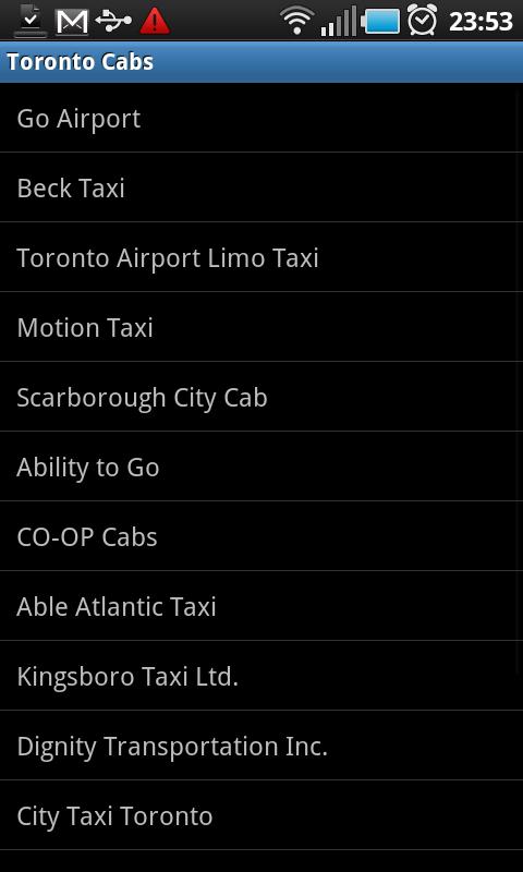 Toronto Cabs Android Travel & Local