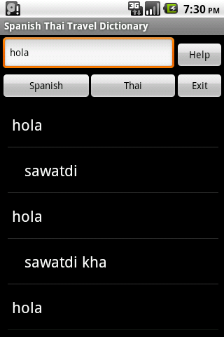 Spanish Thai Travel Dictionary