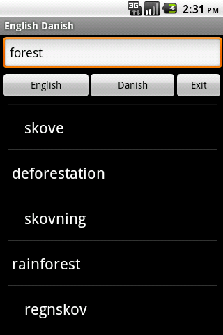 English Danish Dictionary Android Travel