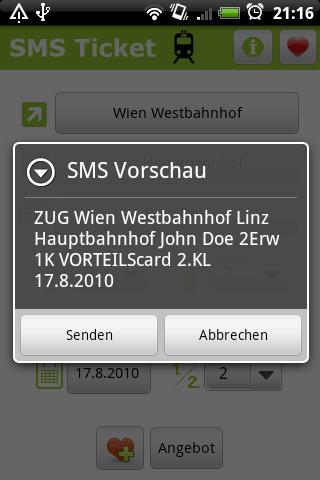 SMS Zugticket Österreich PRO Android Travel & Local