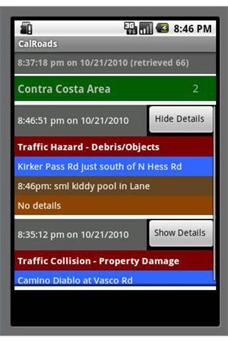 California Road Incidents Android Travel