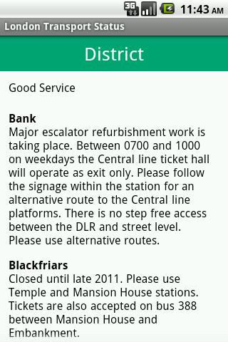 London Transport Status Android Travel & Local