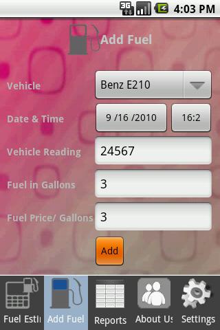 Refill fuel advance Android Travel