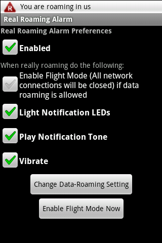 Real Roaming Alarm Android Travel