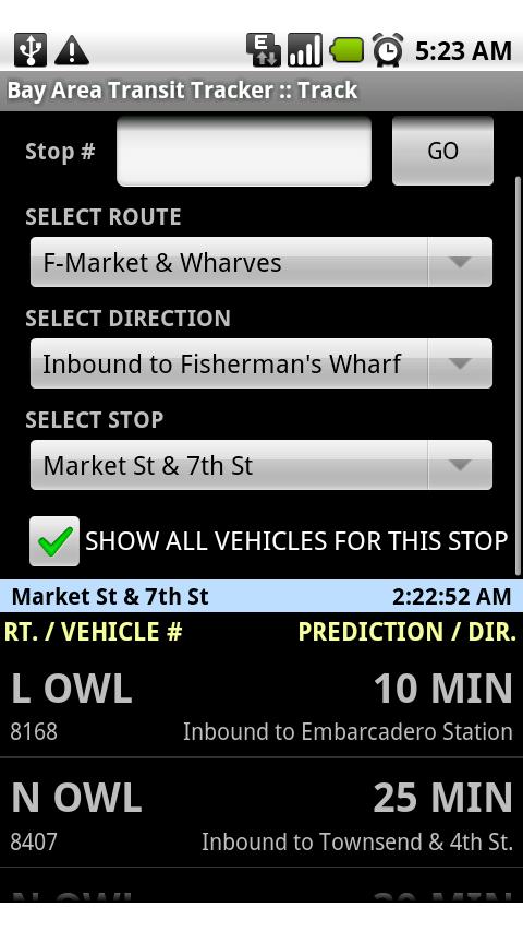 Bay Area Transit Tracker Lite Android Travel & Local