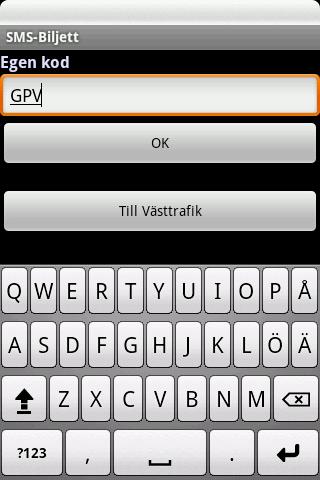 SMS-Biljett Göteborg Android Travel