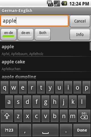 German-English Dictionary Android Reference