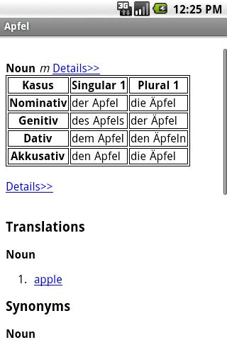 German-English Dictionary Android Reference