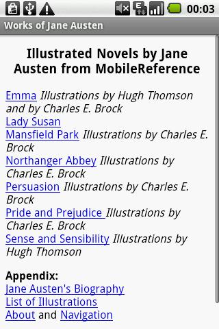 Complete Works of Jane Austen Android Reference