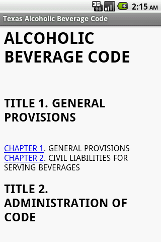 Texas Alcoholic Beverage Code Android Reference