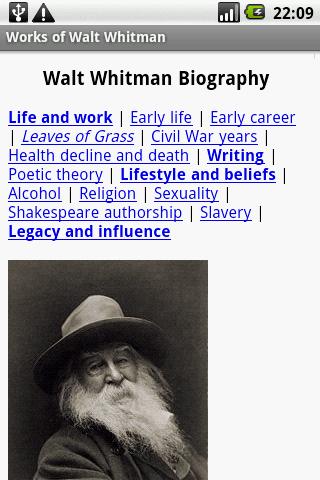 Works of Walt Whitman Android Reference