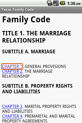 Texas Family Code Android Reference