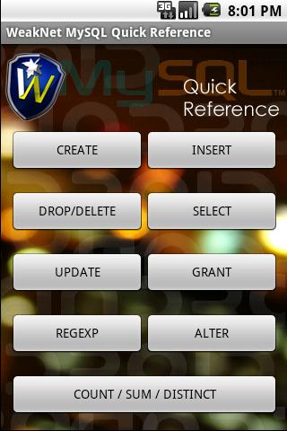 WeakNet Labs MySQL Reference Android Reference
