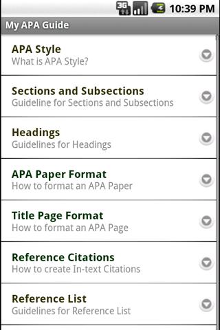 My APA Guide Android Reference