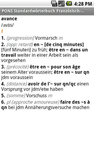 PONS Standard FRENCH Dict Android Reference