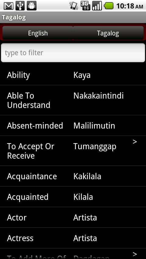 Conversational Tagalog Android Reference