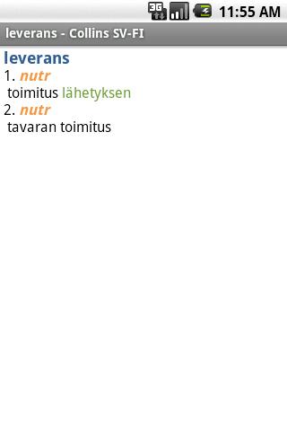Swedish<>Finnish Mini Android Reference