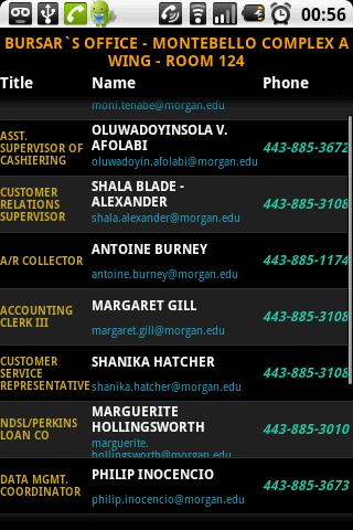 MSU Telephone Directory Android Reference