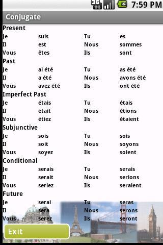 French Verbs Reference Basic Android Reference