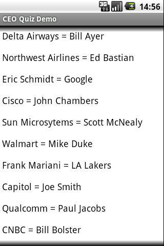 CEO Quiz Android Reference